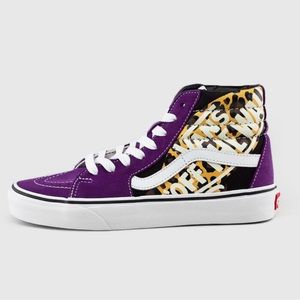 Vans Grade School Leopard Sk8-Hi Purple Black Sneakers